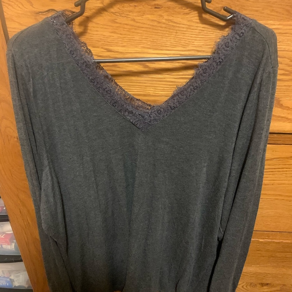 V neck lace trim front and back...